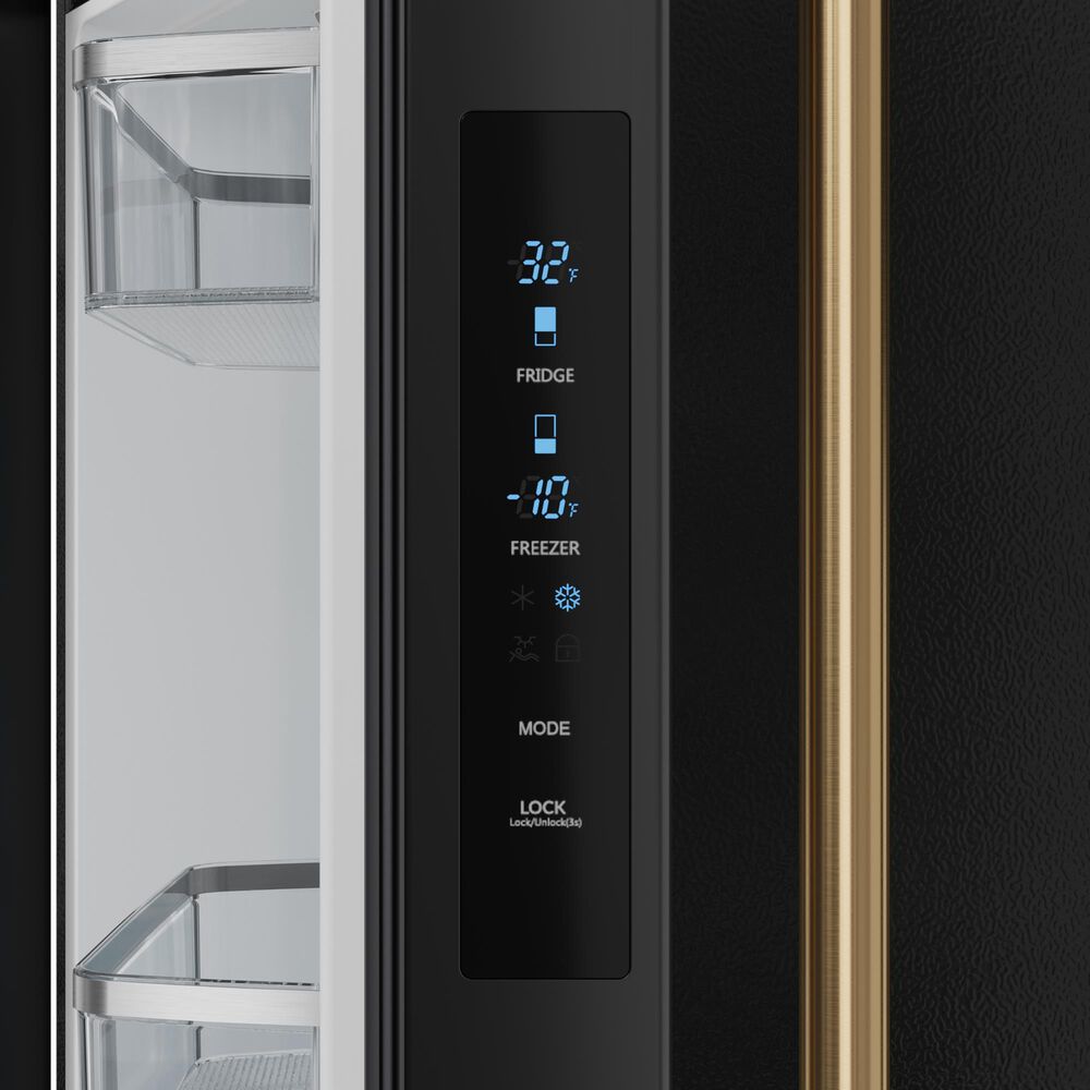 THOR KITCHEN Gordon Ramsay 17.5 Cu. Ft. Counter Depth French Door Refrigerator with Bronze Handle Kit in Black, , large