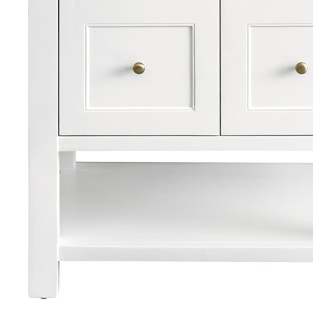 James Martin Vanities Breckenridge 30&quot; Single Bathroom Vanity in Bright White with 3 cm Carrara White Marble Top and Rectangular Sink, , large