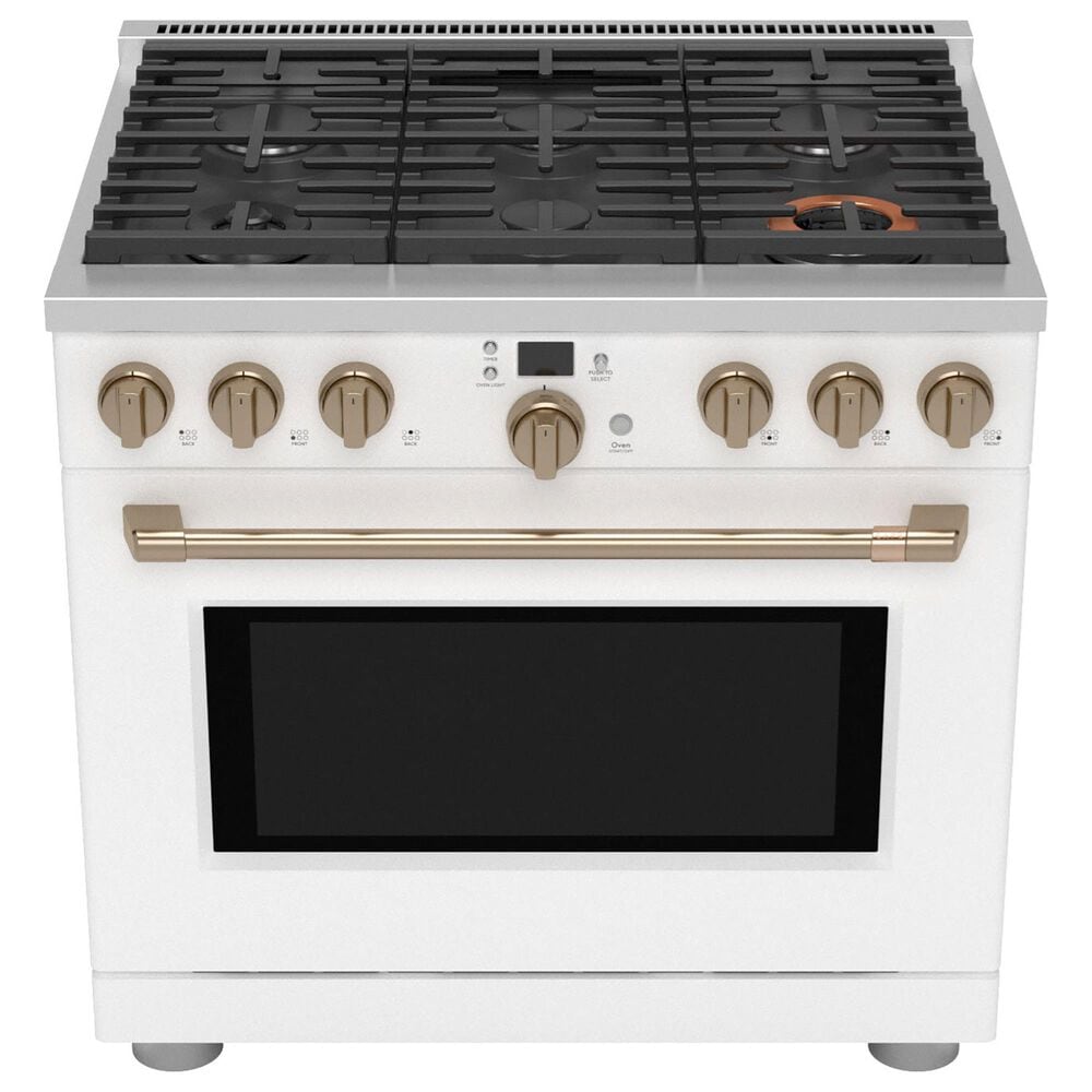 Cafe 5.75 Cu. Ft. Freestanding Dual Fuel Range in Matte White and Brushed Bronze, , large