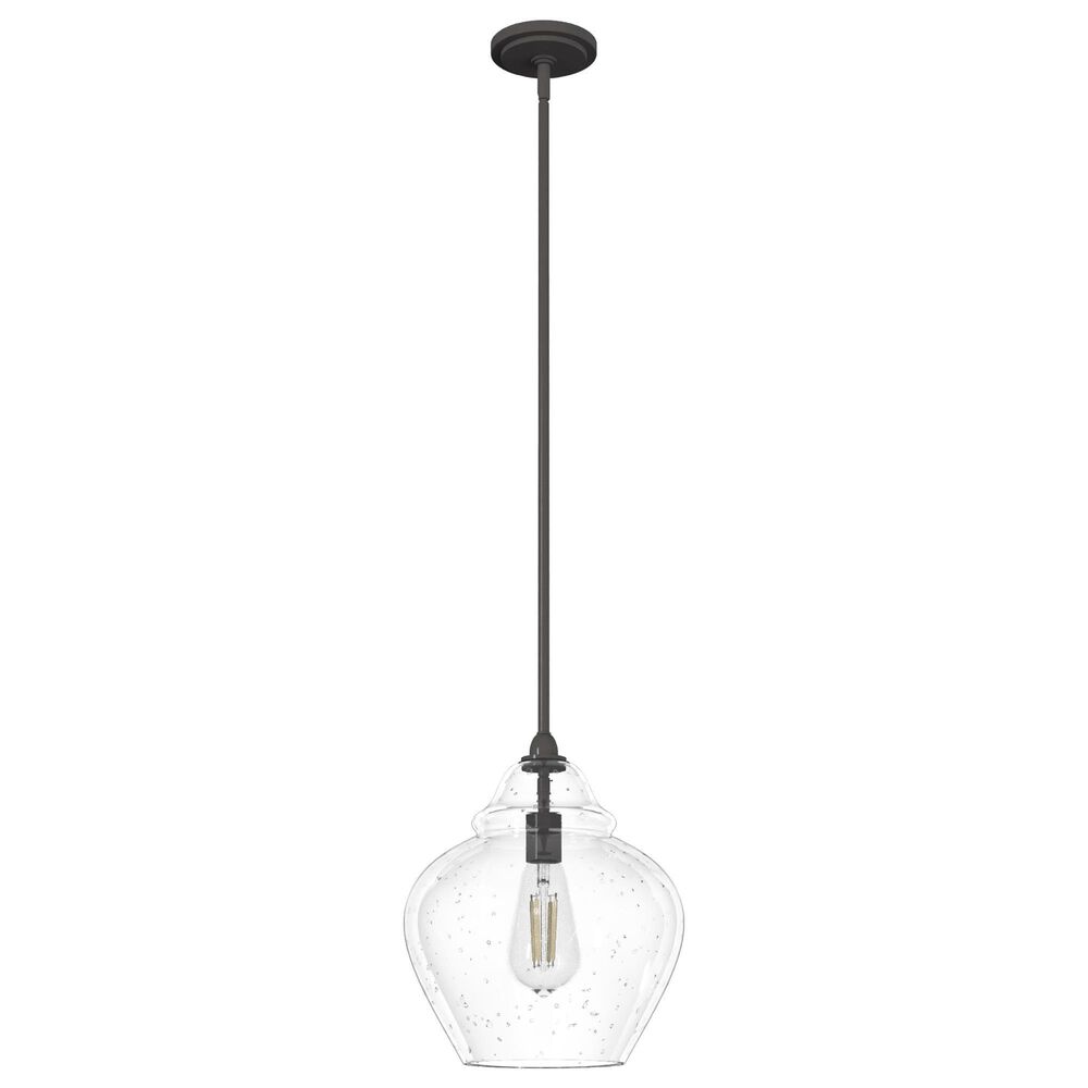 Hunter Dunshire 12" 1-Light Medium Bell Pendant with Seeded Shade in Noble Bronze, , large