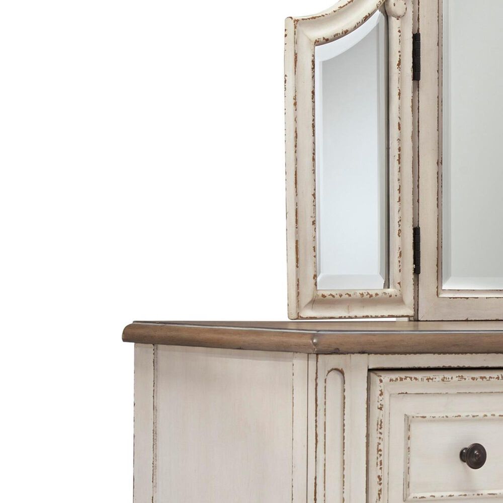 Ashley Realyn Vanity with Mirror and Stool in Chipped White and Brown, , large