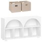 RiverRidge Home Kids Curve Appeal 46" 4-Cubby Bookcase with 2 Taupe Bins in White, , large