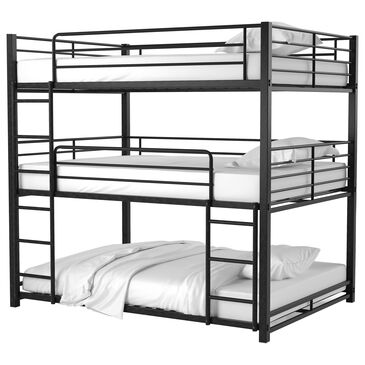 Furniture of America Ortega Triple Twin Bunk Bed in Sand Black, , large