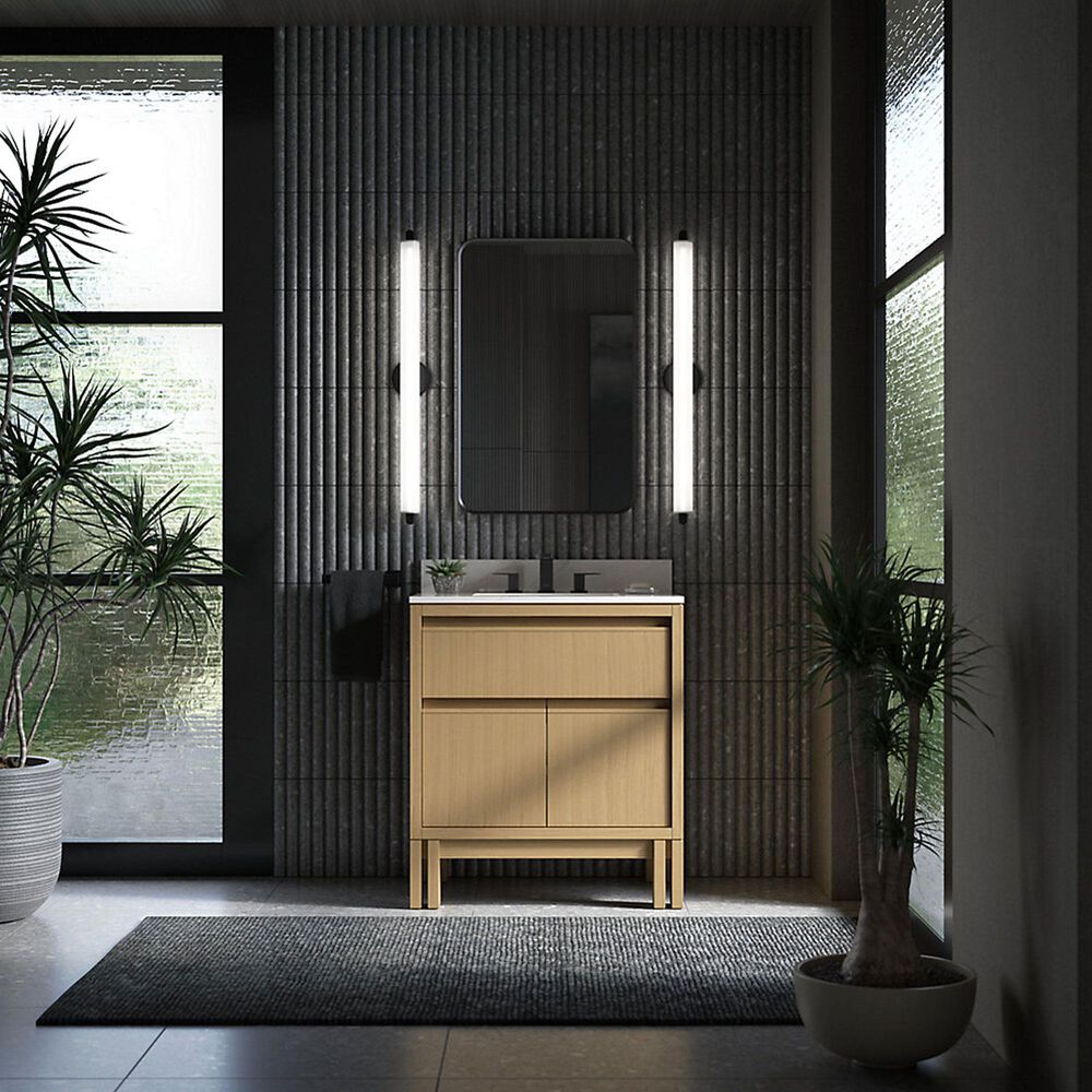 Kohler Solive 36" Single Bathroom Vanity in Light Oak with 2 cm White Quartz Top and Rectangular Sink, , large