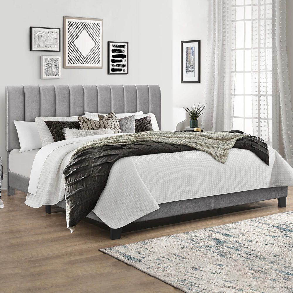 Richlands Furniture Crestone King Upholstered Platform Bed in Gray, , large