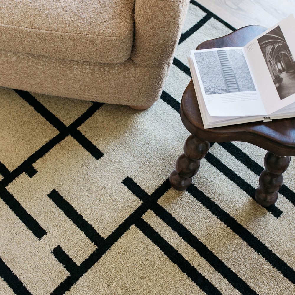 ROW by Oriental Weavers Quinn Geometric Beige and Black 7'10" x 10' Area Rug, , large