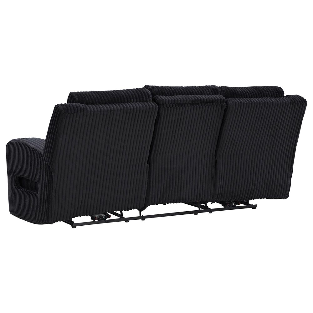 Ashley Forest Lake Power Reclining Sofa with Adjustable Headrest in Black Velvet, , large