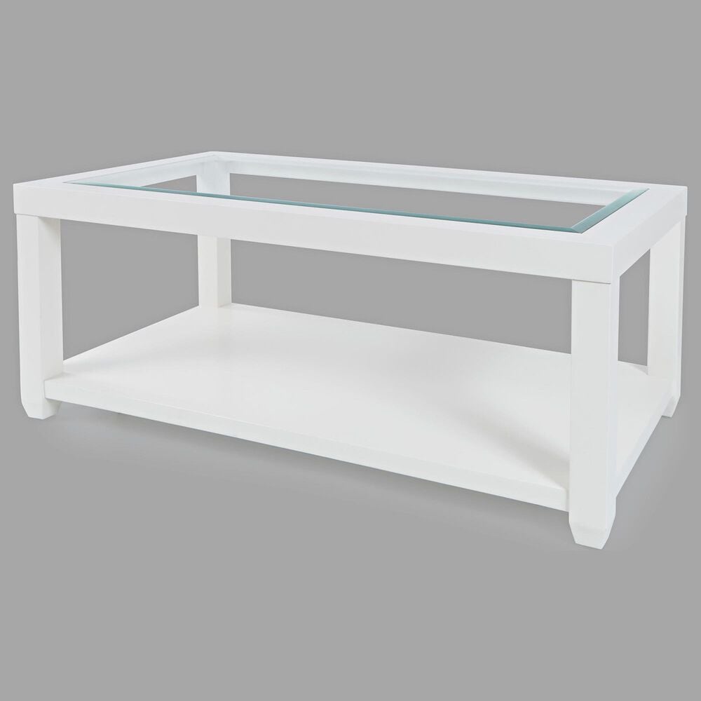Waltham Urban Icon Rectangular Cocktail Table in Polished White, , large