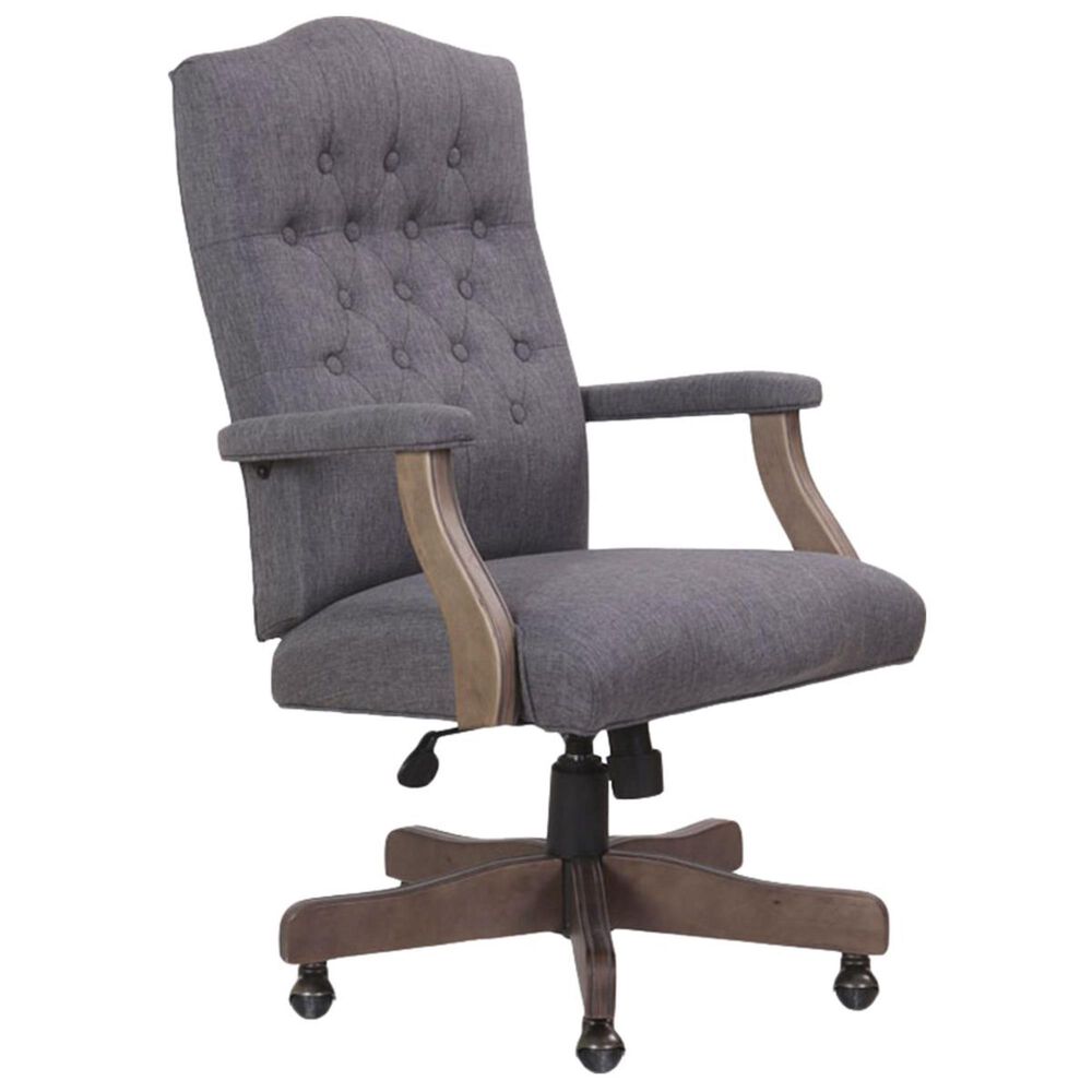 at HOME Desk Chair with Brass Casters in Slate Gray, , large