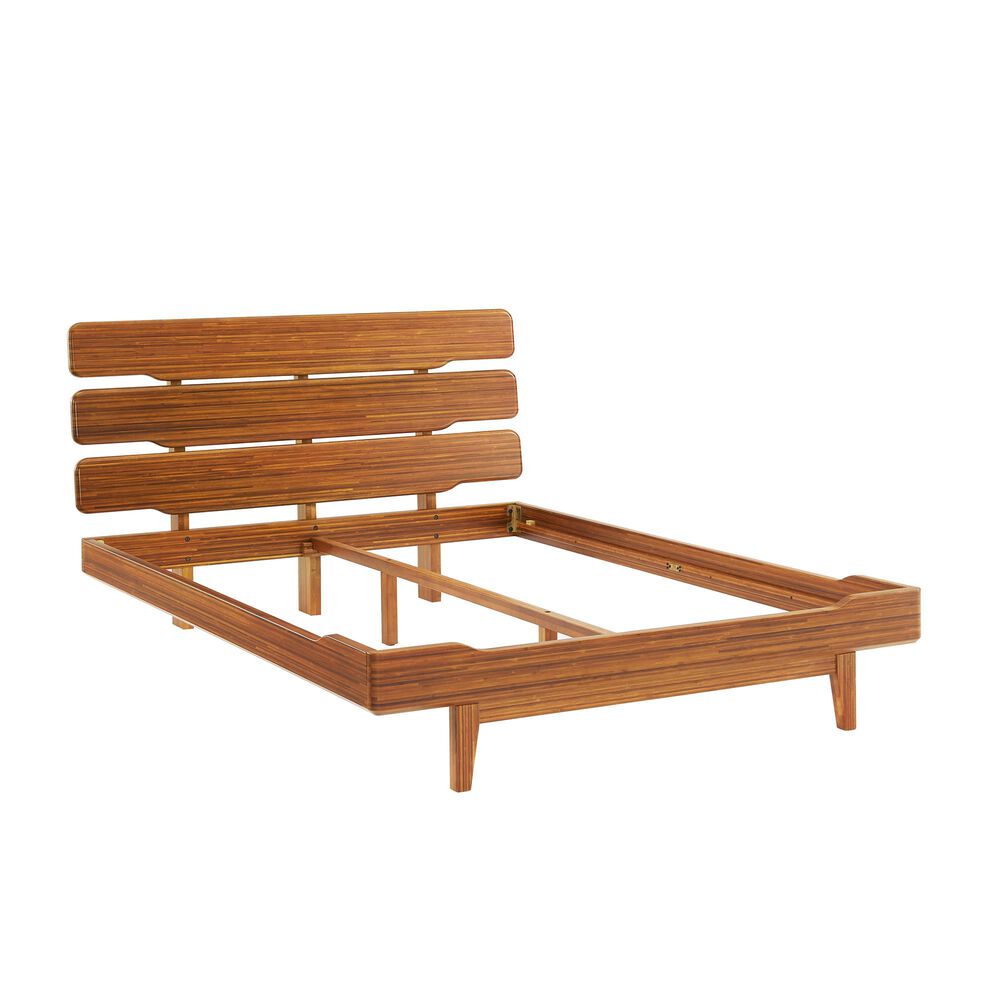 Natural Bamboo Furnishings Queen Platform Bed in Amber, , large