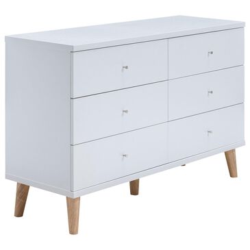 Furniture of America Maness 6-Drawer Dresser in White and Natural, , large