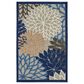 Nourison Aloha ALH05 3"6" x 5"6" Blue and Multicolor Indoor/Outdoor Area Rug, , large