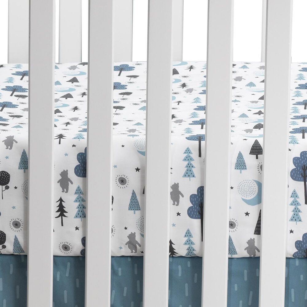 Lambs &amp; Ivy Pooh Bear 3-Piece Crib Bedding Set in Blue and Gray, , large