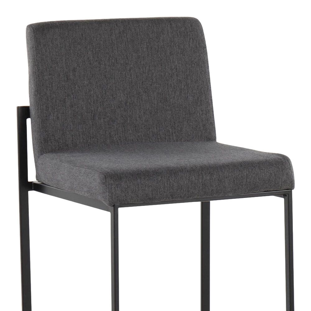 Lumisource Fuji High Back Barstool with Charcoal Fabric in Black &#40;Set of 2&#41;, , large