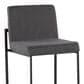 Lumisource Fuji High Back Barstool with Charcoal Fabric in Black (Set of 2), , large