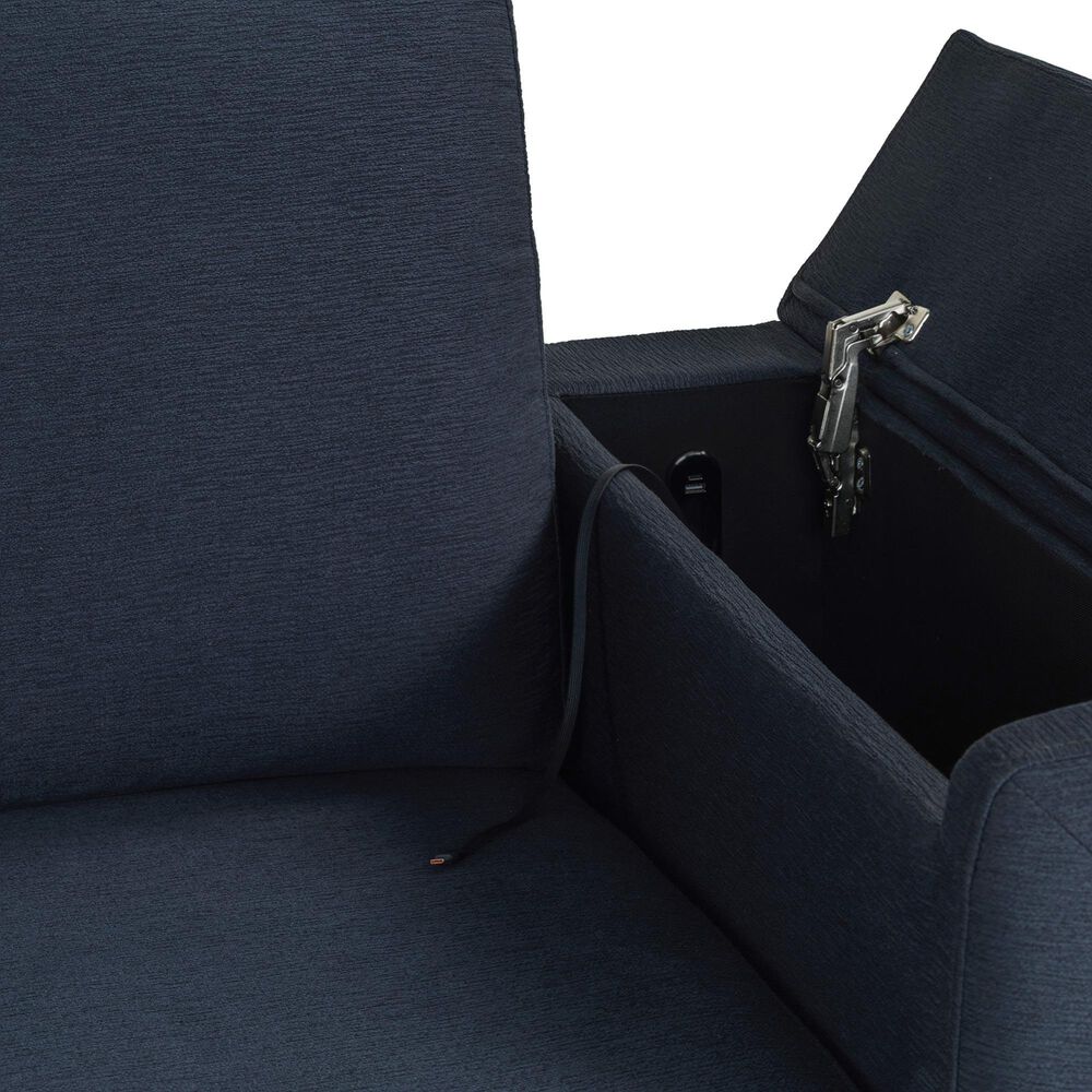 Lifestyle Solutions Riles Stationary Storage Sofa in Navy Blue, , large
