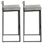 LumiSource Fuji 34" Stacker Bar Stool with Light Grey Cowboy Upholstery in Black (Set of 2), , large