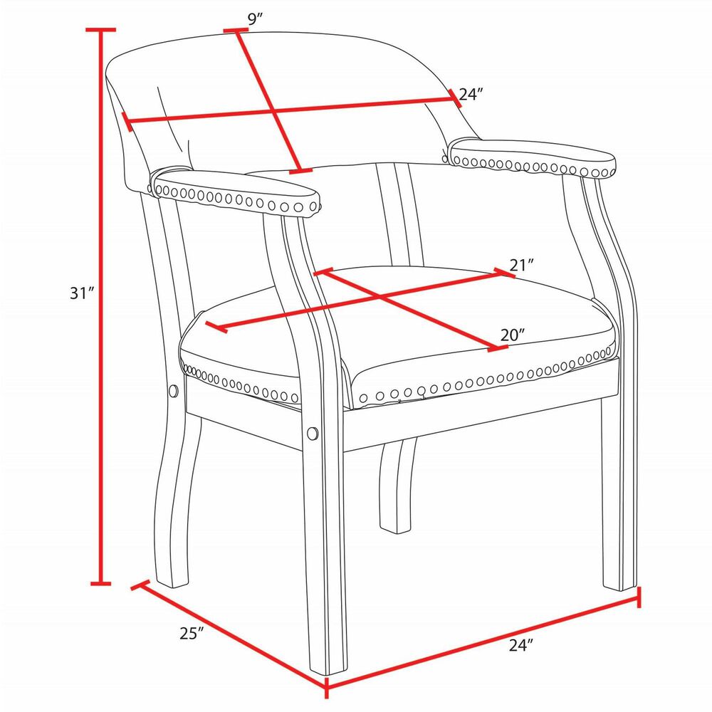 Regency Global Sourcing Ivy League Low Curved Back Captain Chair in Black, , large