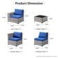 HOMLUX 6-Piece Outdoor Wicker Sectional Patio Furniture Set in Navy Blue, , large