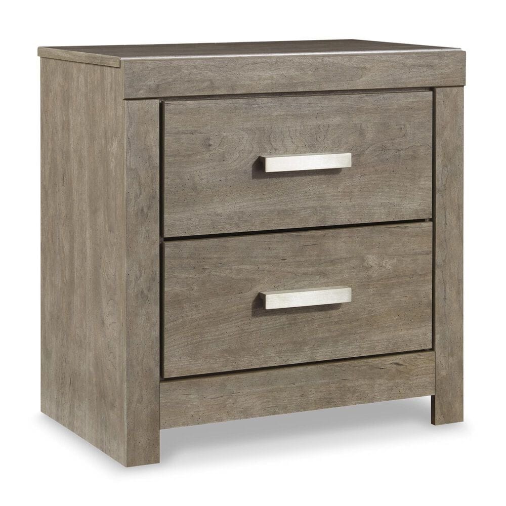 Ashley Culverbach 2 Drawer Nightstand in Driftwood Gray with USB Ports, , large