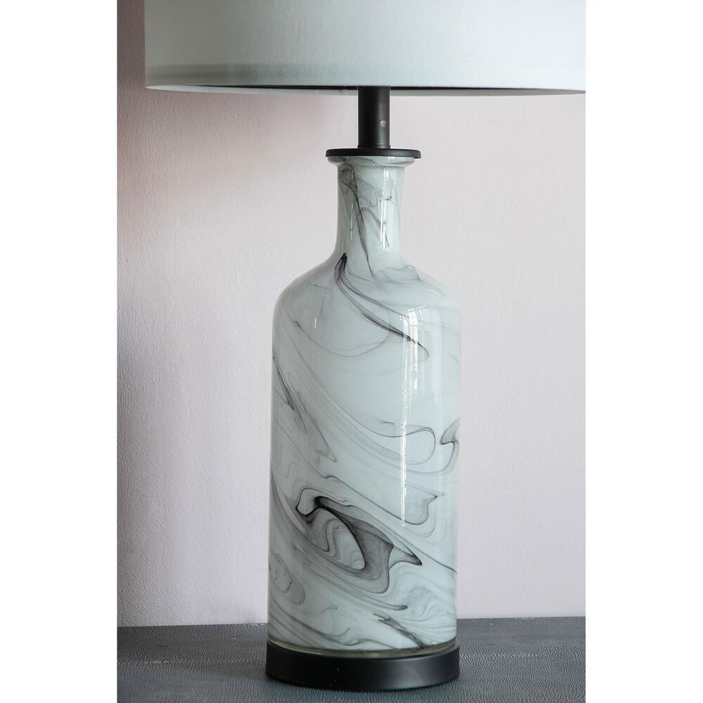 A&amp;B Home Sarris Swirl Table Lamp in Gray and White, , large