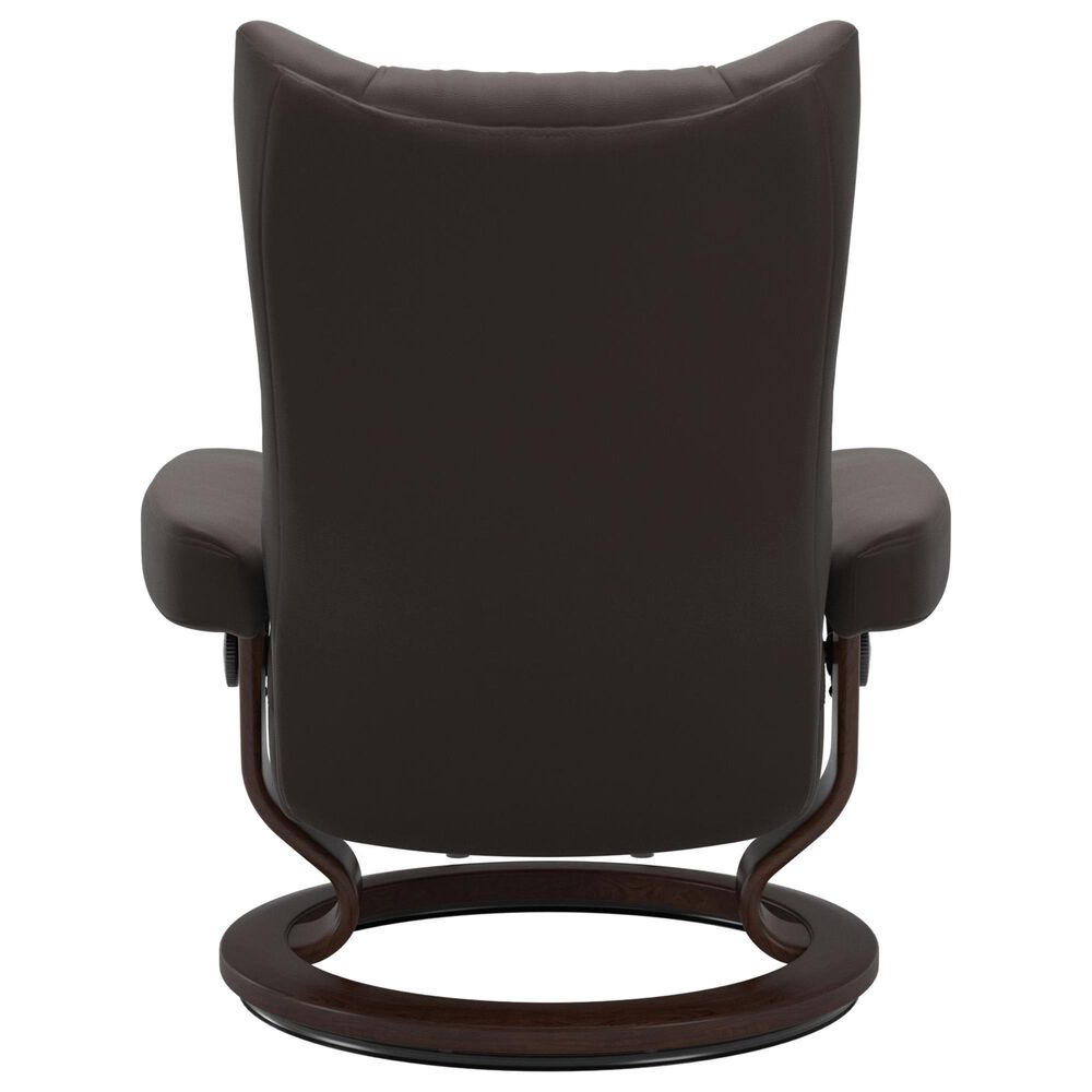 Stressless Wing Small Classic Glider Chair and Ottoman with Brown Base in Paloma Chestnut, , large