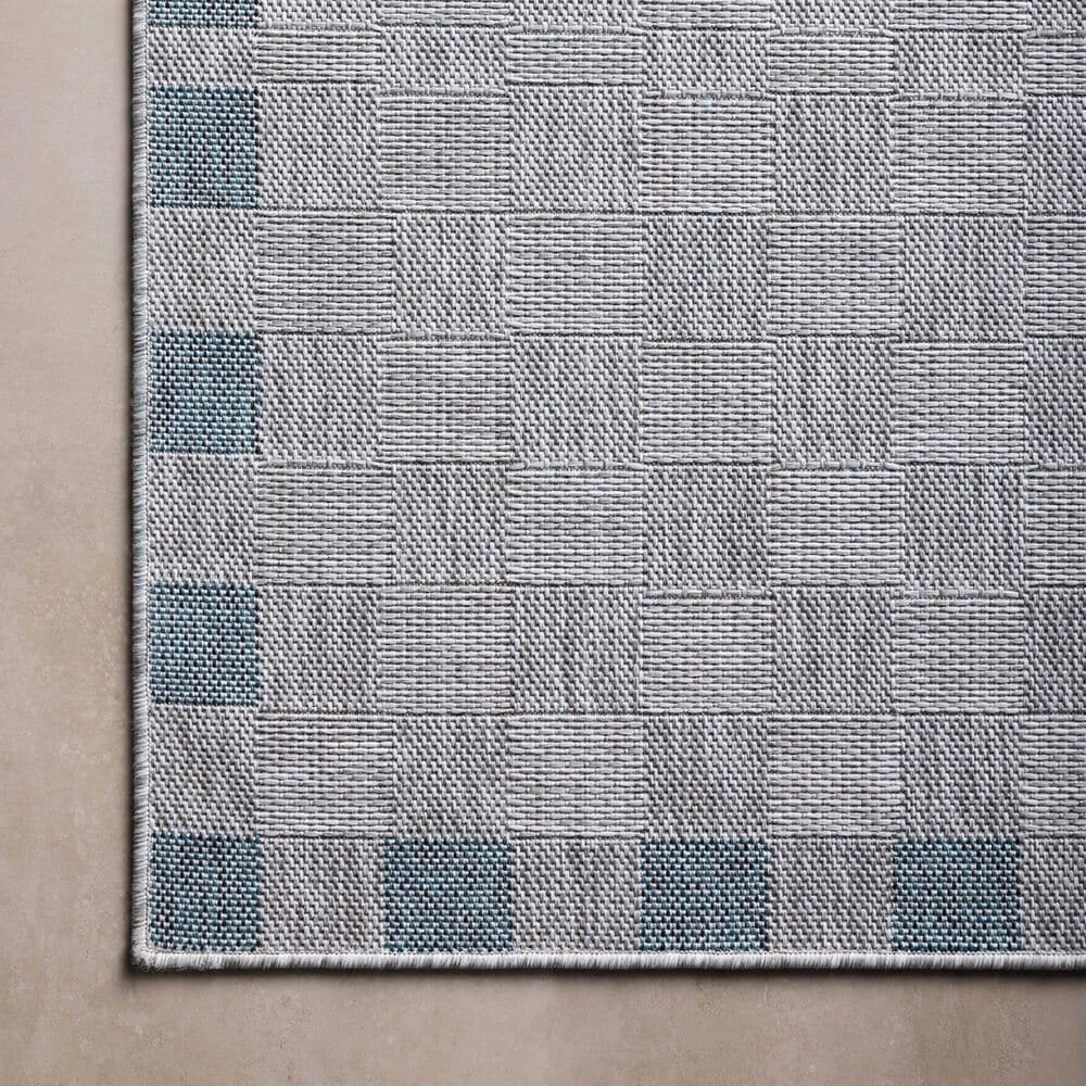 Amber Lewis x Loloi Topanga 3&#39;11&quot; x 5&#39;11&quot; Silver and Blue Indoor/Outdoor Area Rug, , large