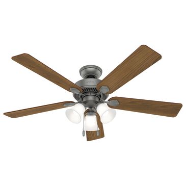 Hunter Swanson 52" Ceiling Fan with LED Lights in Matte Silver, , large