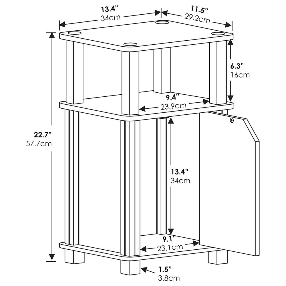 HOMLUX Brahms 3-Tier End Table in Espresso and Black, , large