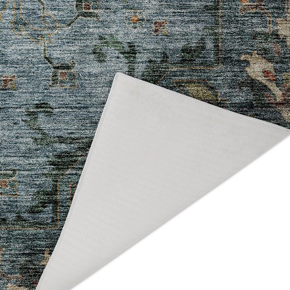 Dalyn Rug Company Silk Road Aqua, Ivory, Beige, Blue, Gold, Aloe and Gray 6&#39;6&quot; x 9&#39;6&quot; Area Rug, , large