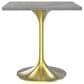 Leisuremod LeisureMod Verve Collection 27 Square Dining Table, Brushed Gold Base with Laminated White Marbleized Top, , large