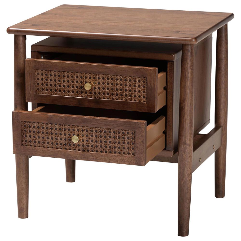 Baxton Studio Alyssa 2-Drawer Nightstand in Walnut Brown, , large