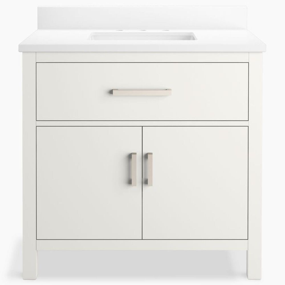 Kohler Kresla 36" Single Bathroom Vanity in White with 3 cm White Quartz Top and Rectangular Sink, , large