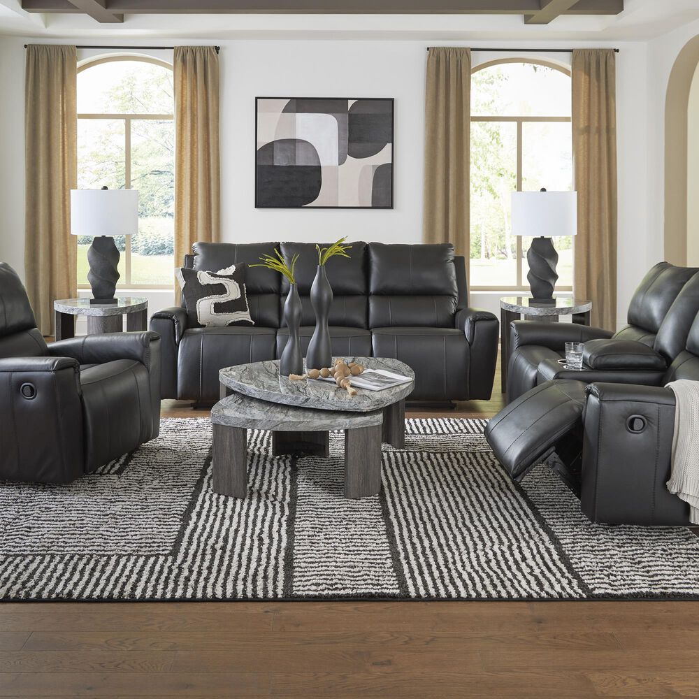 Ashley Glossmore Manual Reclining Loveseat in Black, , large