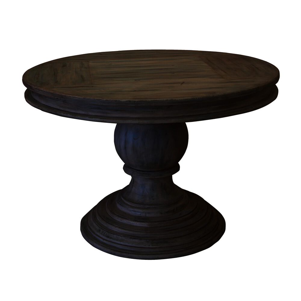 Santa Fe Rustic Michel Angelo Upholstered Dining Side Chair and 57&quot; Round Dining Chair in Antique Black Finish, , large
