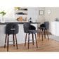 LumiSource Dahlia Swivel Counter Stool with Grey Upholstery in Walnut and Chrome (Set of 2), , large