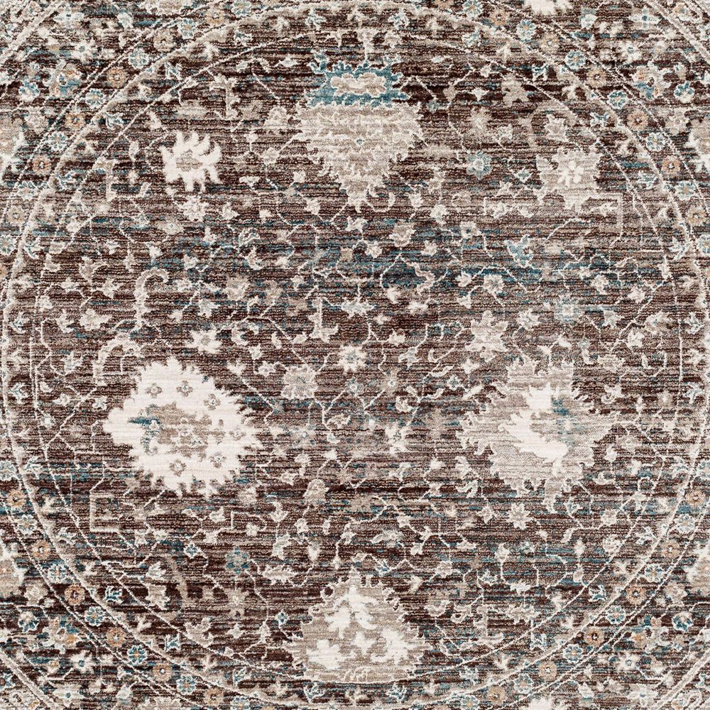 Surya Carlisle 5&#39;3&quot; Round Dark Brown, Ivory, Light Sage, Dusty Pink, Pale Blue and Olive Area Rug, , large