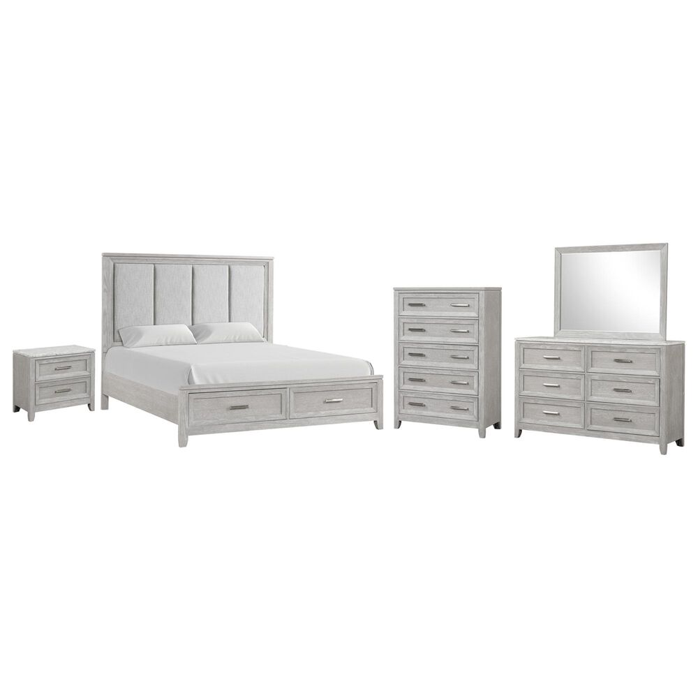 New Heritage Design Fiona 5-Piece King Bedroom Set in Mist Gray, , large