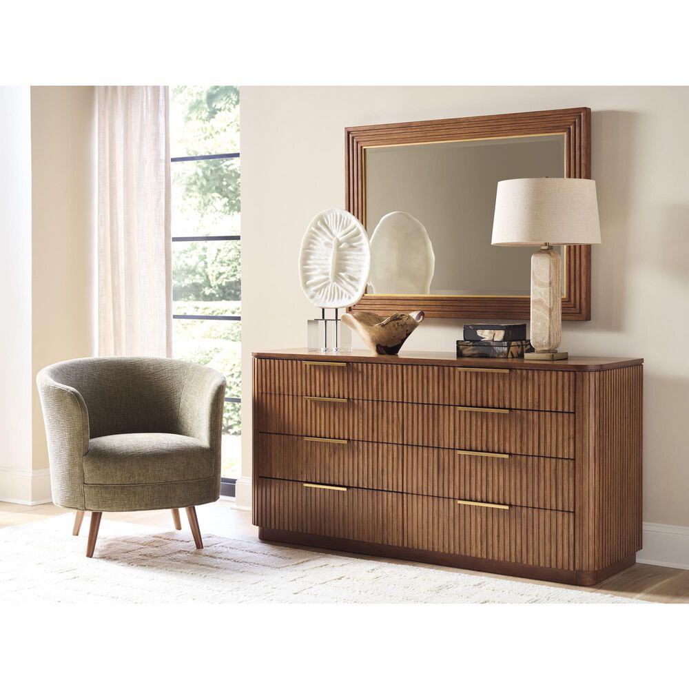 Lexington Furniture Cassia Rectangular Mirror in Sierra Tan and Satin Gold, , large
