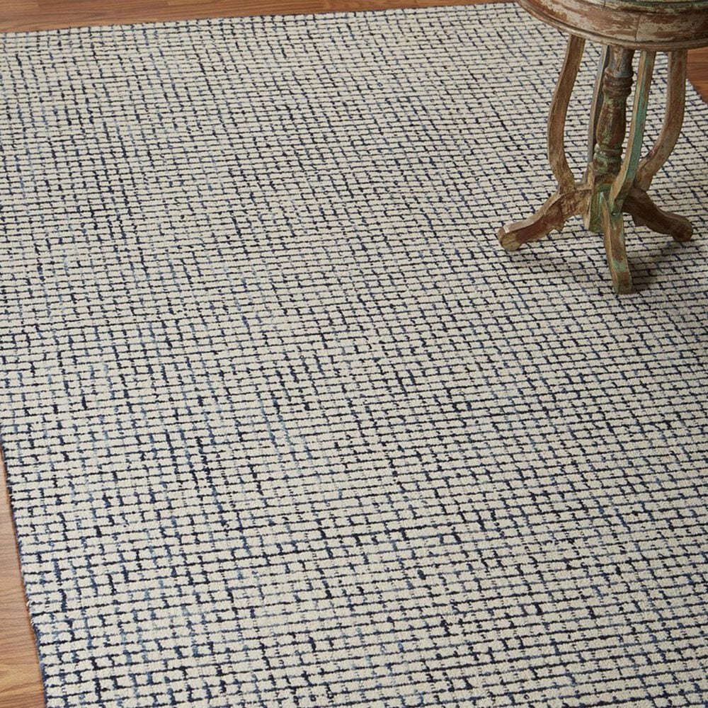 L&amp;R Resources Criss Cross Navy and Ivory 9&#39; x 12&#39; Area Rug, , large