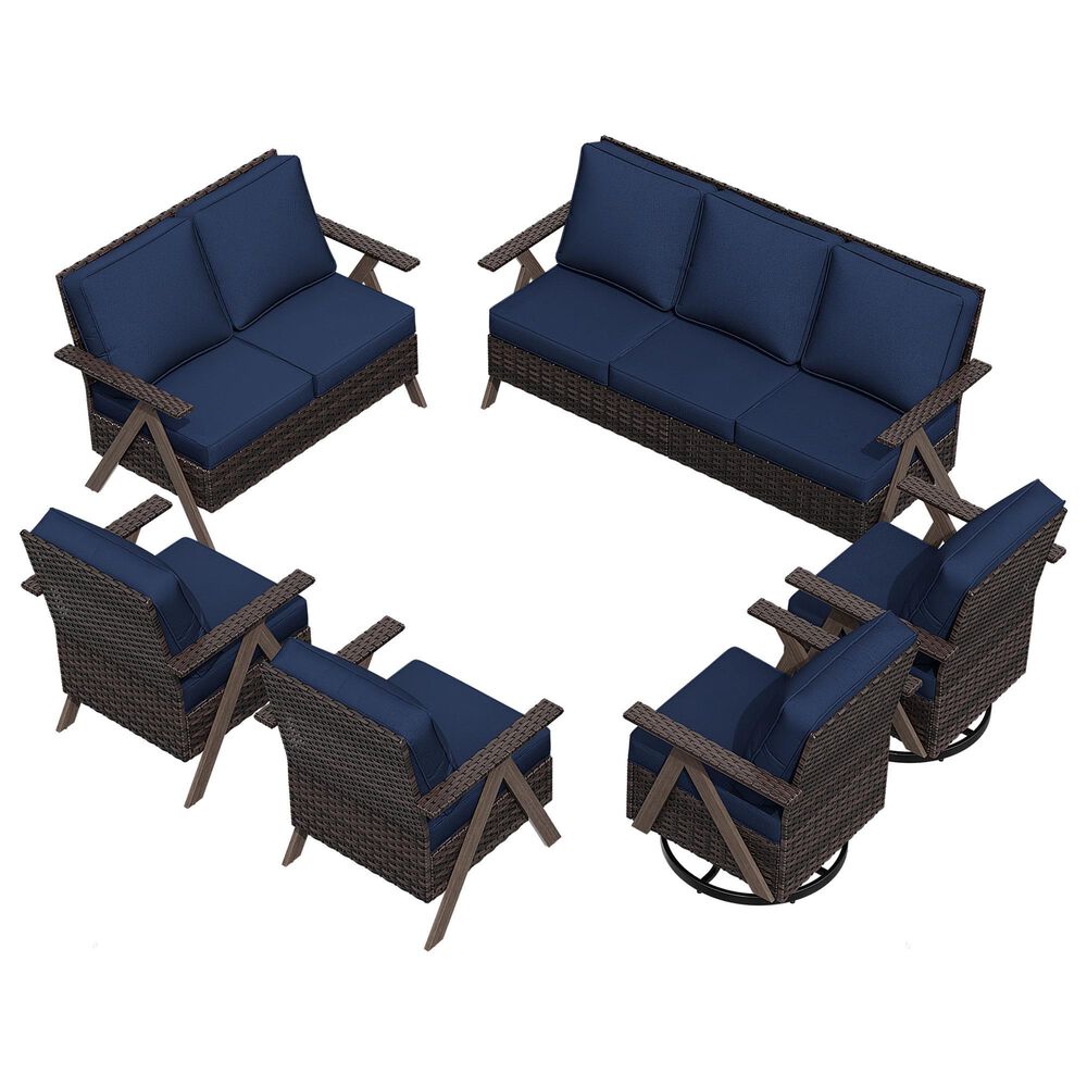 Sunwell Garden 6-Piece Patio Chat Set in Navy, , large