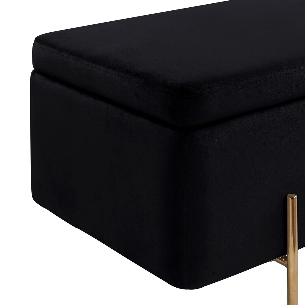 Lilola Home Emma Storage Bench in Black Velvet, , large