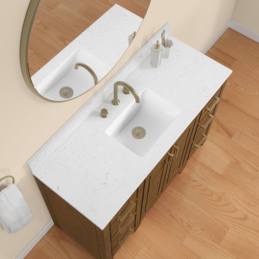 37B Lucerne 48" Single Bathroom Vanity in Dark Maplewood with Marble Top and Backsplash, , large