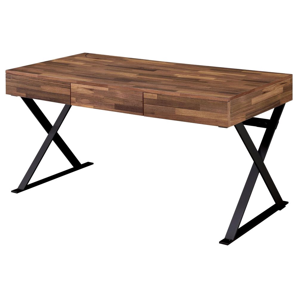 Furniture of America Krause Writing Desk in Oak and Black, , large