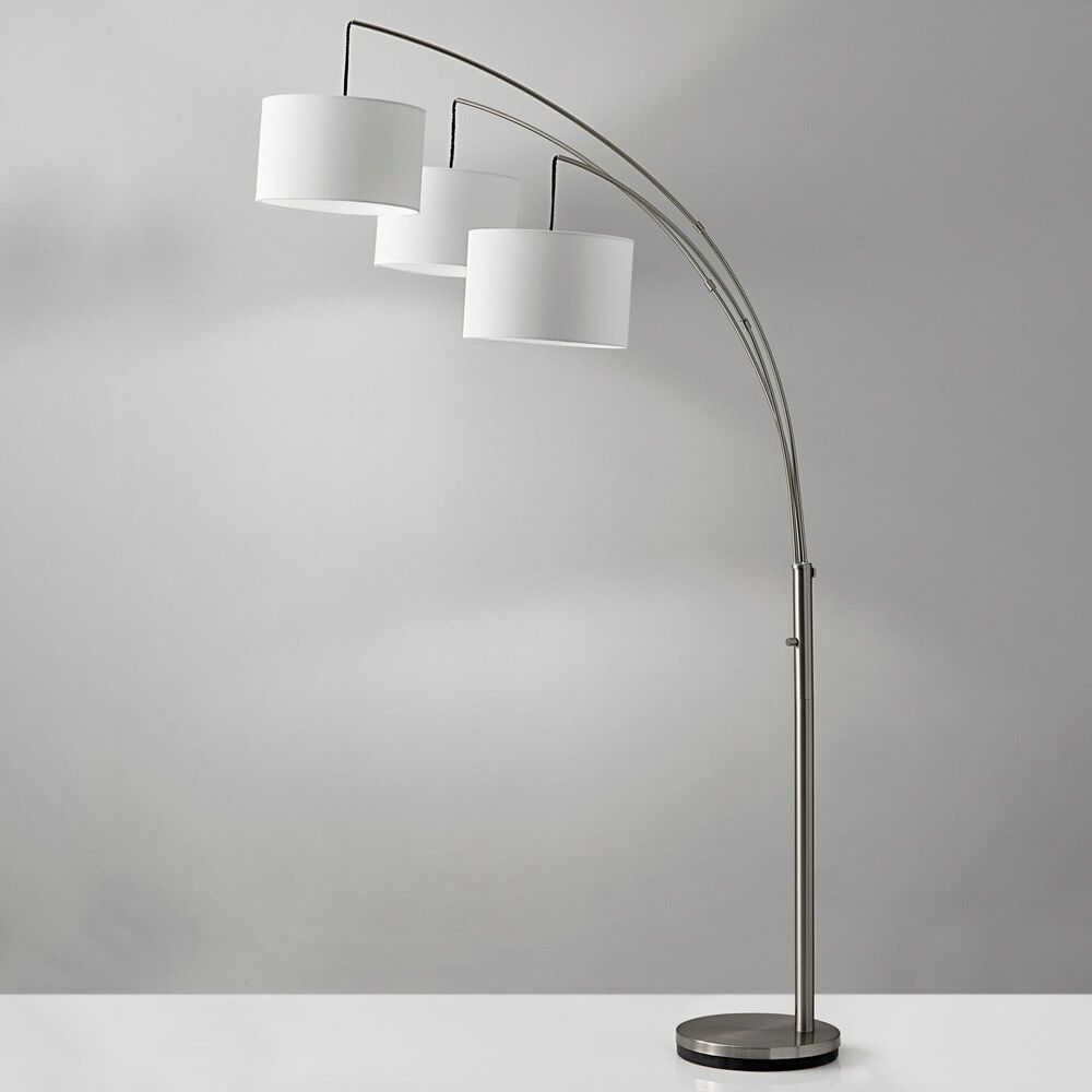 Adesso Trinity Arc Lamp in Satin Steel, , large