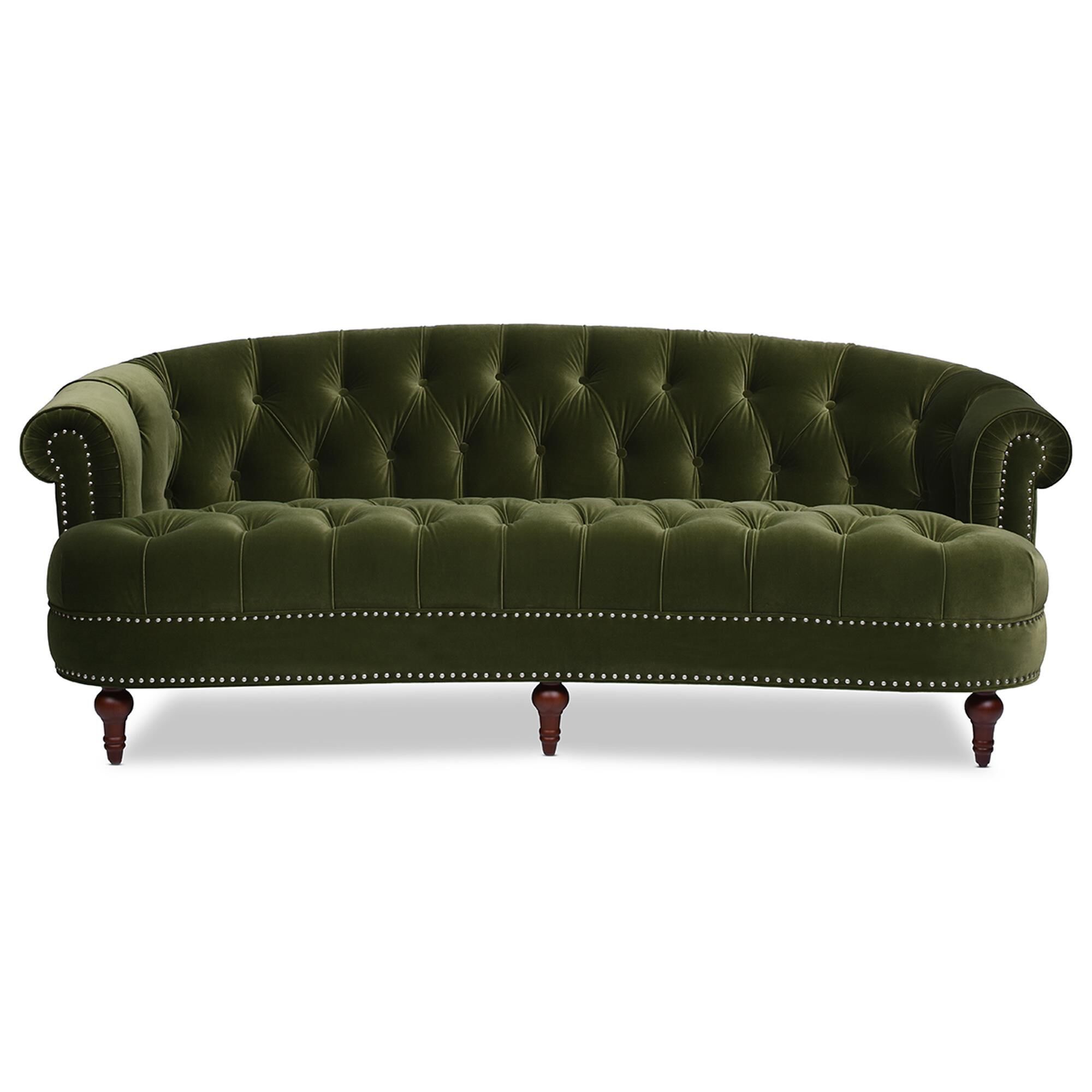 Jennifer Taylor Home La Rosa Stationary Sofa in Olive Green Velvet