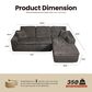 HOMLUX 2-Piece Stationary Right-Facing Chaise with Loveseat and Corduroy Fabric Upholstery in Grey, , large