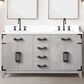 Lexora Home Laurel 60" Double Bathroom Vanity in White Oak with White Quartz Top and Rectangular Sinks, , large