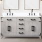 Lexora Home Laurel 60" Double Bathroom Vanity in White Oak with White Quartz Top and Rectangular Sinks, , large