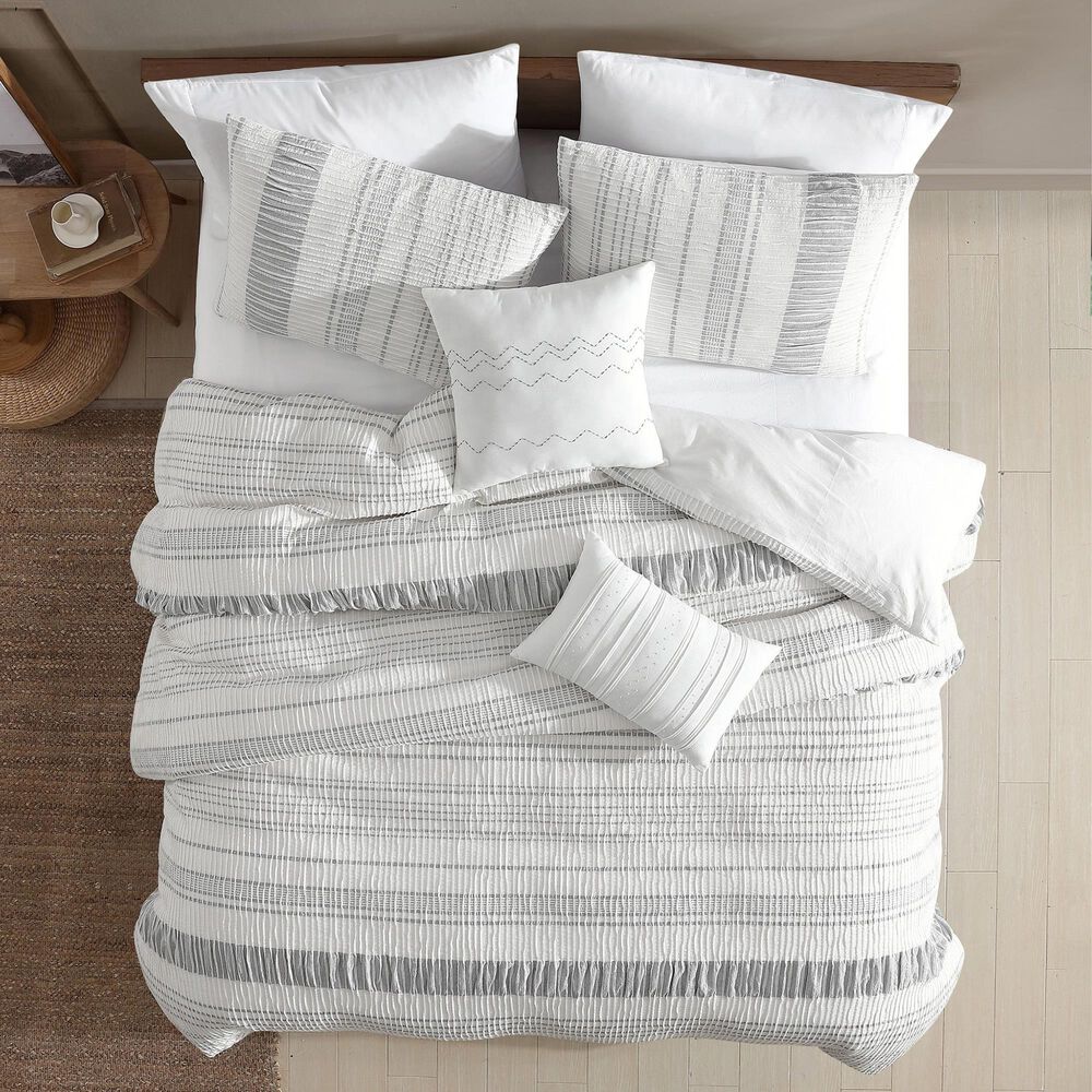 Hallmart Collectibles Skylar 5-Piece Queen Comforter Set in Ivory and Gray, , large